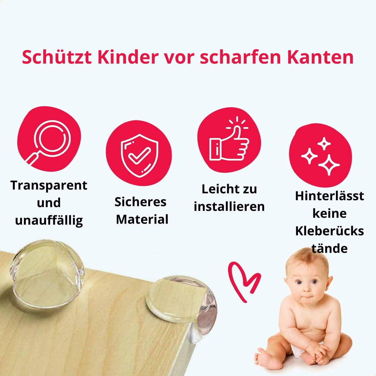 BabyEckenSchutz - Wiederverwendbare Baby-Eckenschoner transparent
