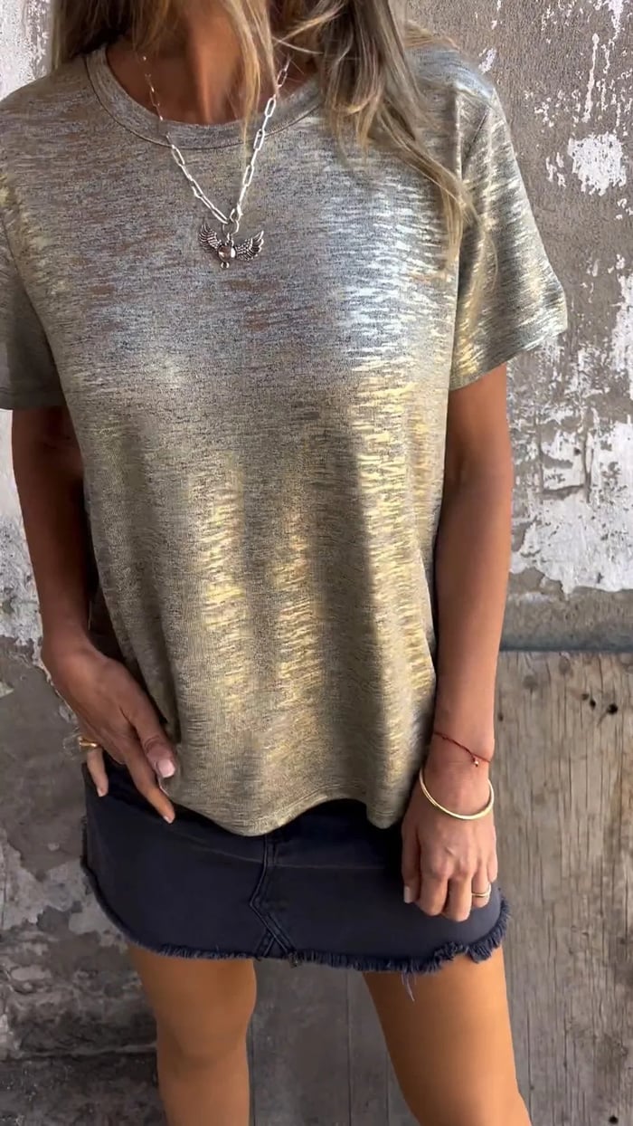 Adelheid™ -  Kurzarm-T-Shirt mit Goldfolie